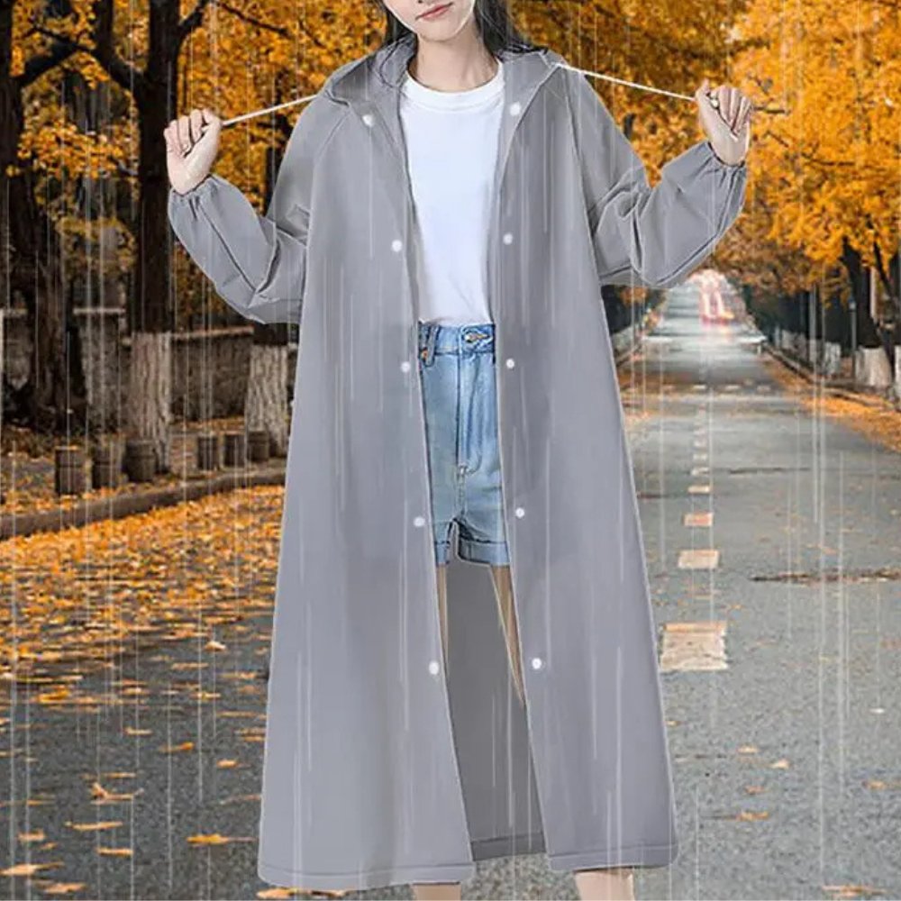 Veste de pluie longue transparente pour femmes avec capuche