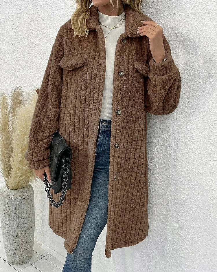 Aurora - manteau d'hiver confortable en peluche à simple boutonnage