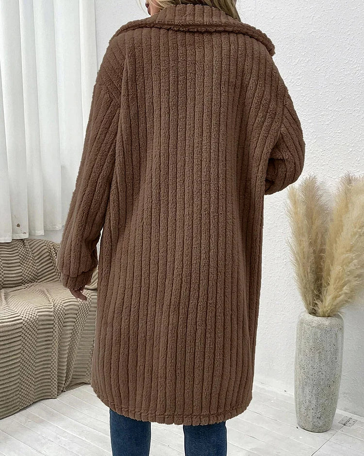 Aurora - manteau d'hiver confortable en peluche à simple boutonnage