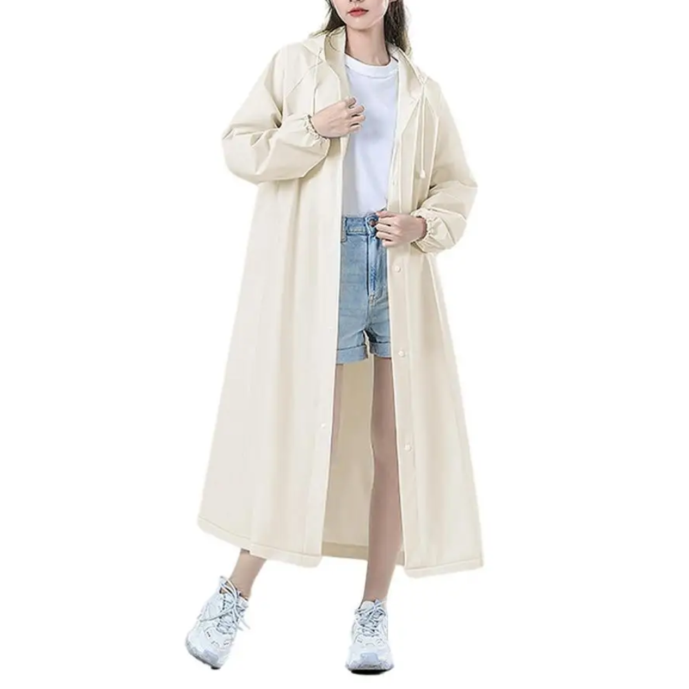 Veste de pluie longue transparente pour femmes avec capuche