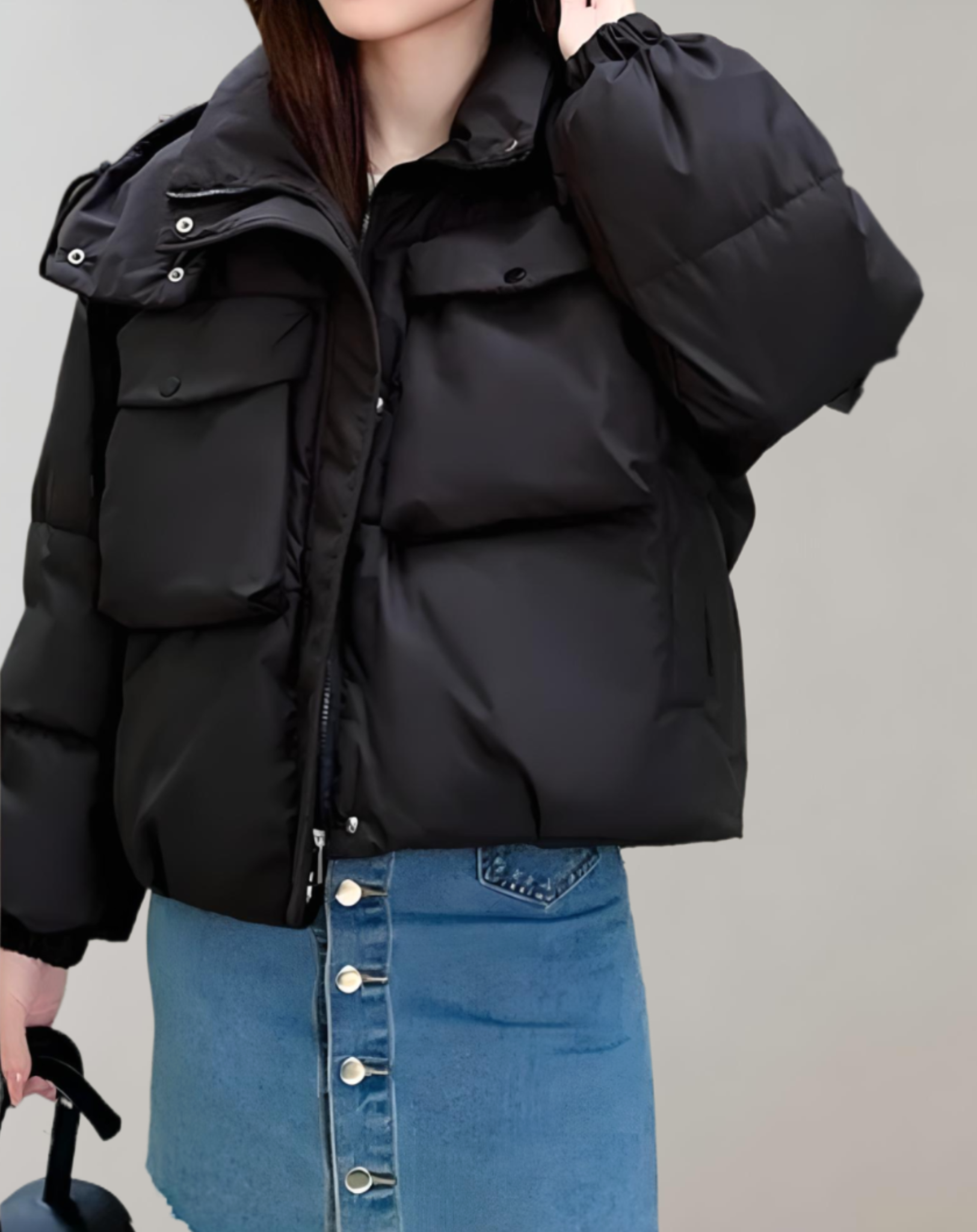 Olivia - Manteau d'hiver chaud et matelassé avec capuche, poches et fermeture éclair