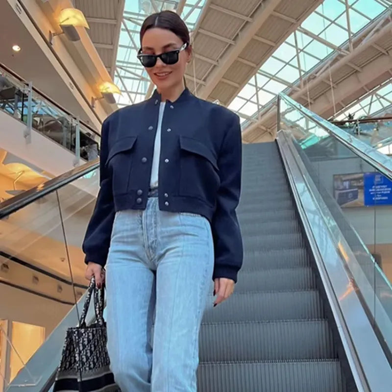 Evelyn - Blouson bombardier court décontracté