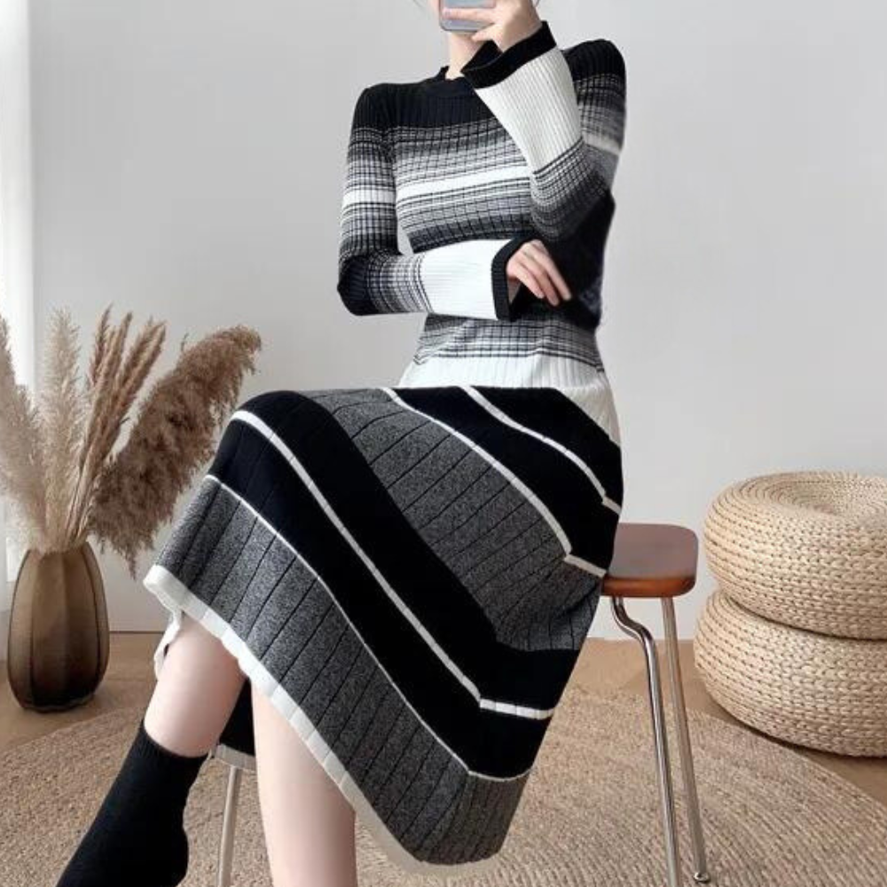 Robe rayée décontractée et élégante pour femmes - Chic et polyvalente - Projet Paris