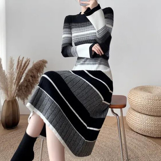 Robe rayée décontractée et élégante pour femmes - Chic et polyvalente - Projet Paris