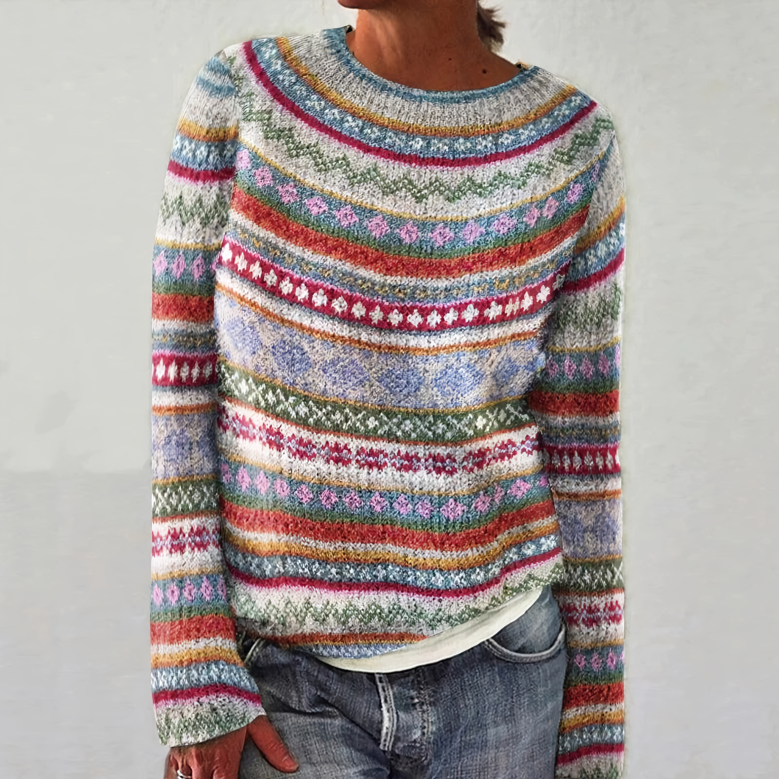 Odile - Pull à motif géométrique