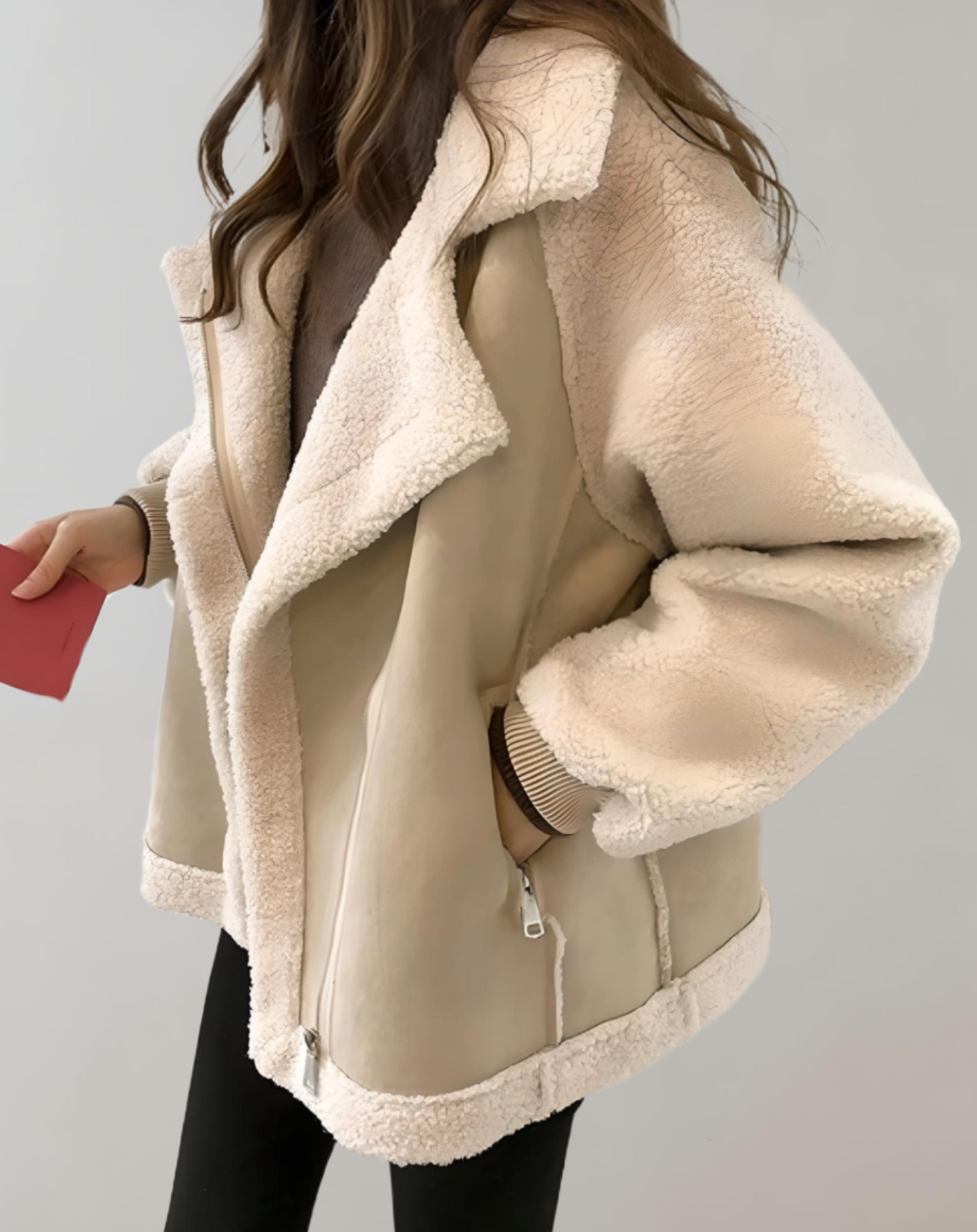 Emma - Manteau d'hiver semi-épais, bien ajusté, avec poches latérales et grands cols.