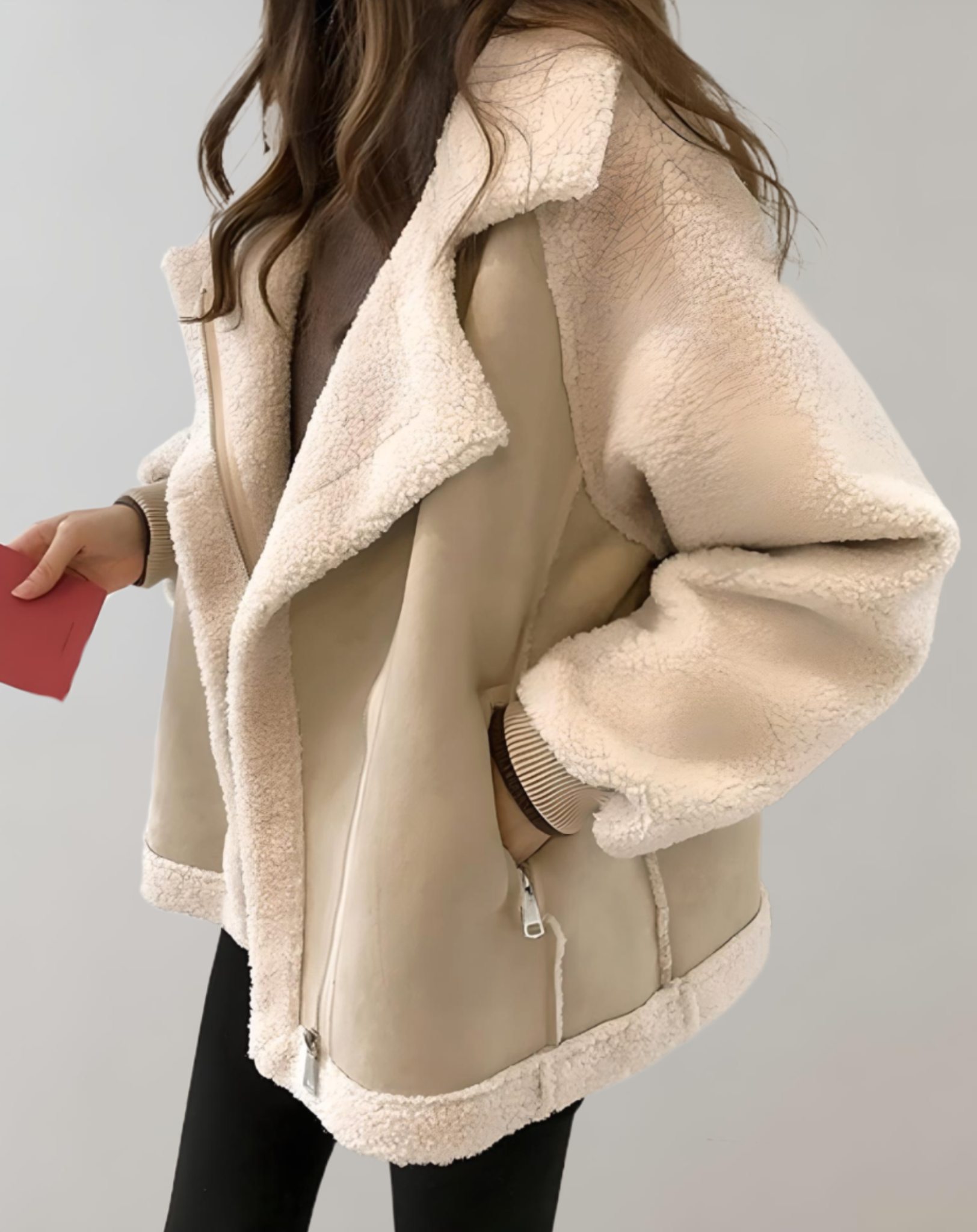 Emma - Manteau d'hiver semi-épais, bien ajusté, avec poches latérales et grands cols.