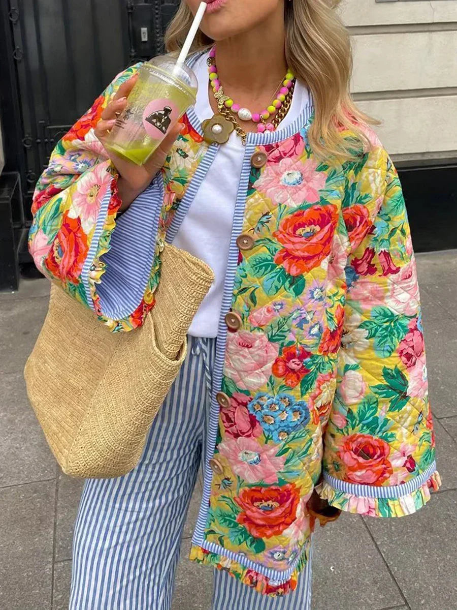 Ange - Manteau d'été léger à imprimé floral
