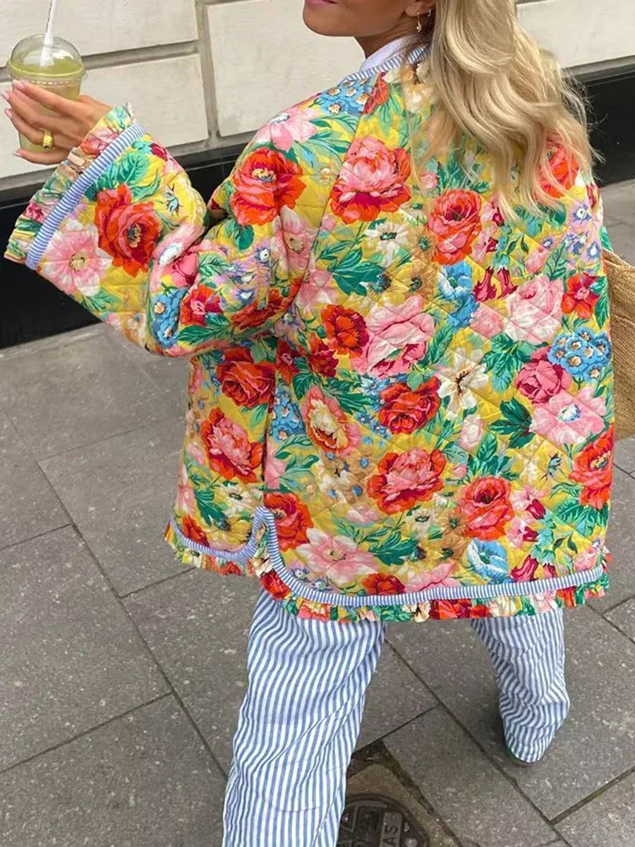 Ange - Manteau d'été léger à imprimé floral