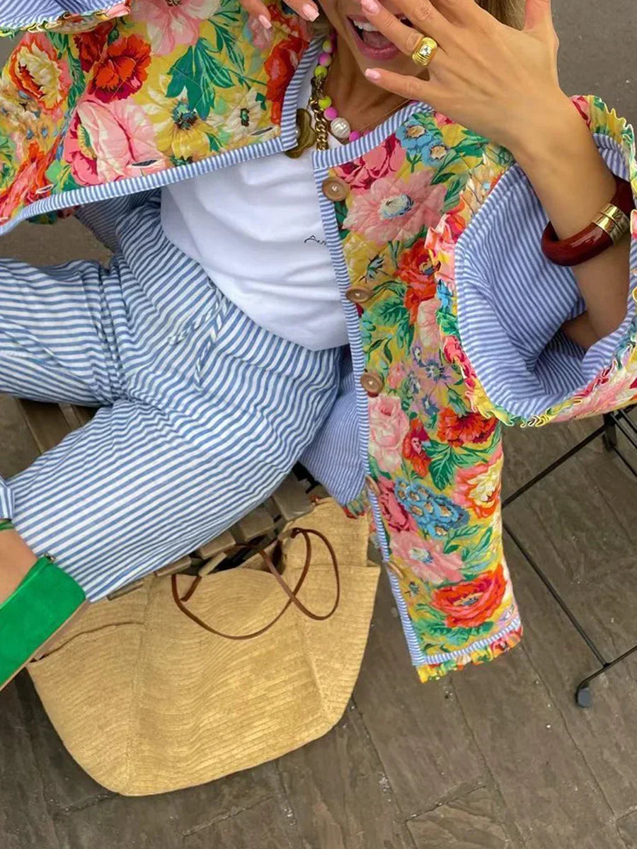 Ange - Manteau d'été léger à imprimé floral