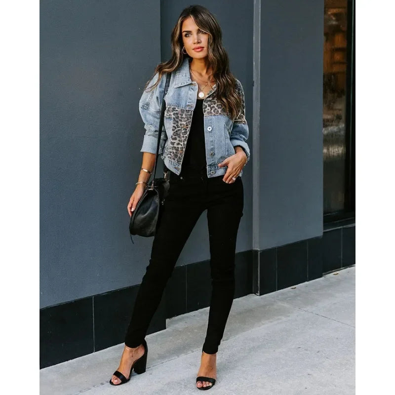 Makenna - Veste en jean léopard élégante