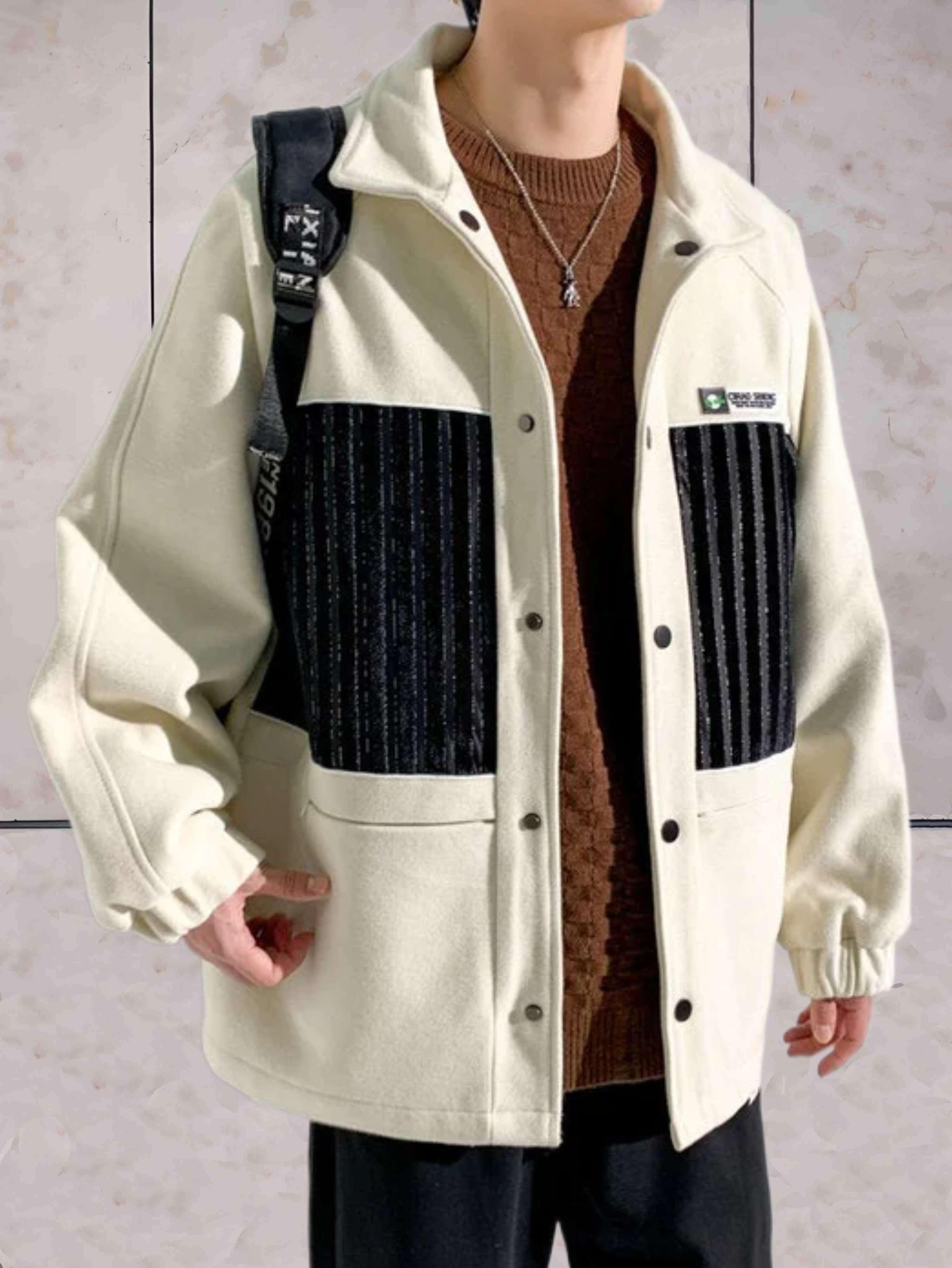 Jasper - Veste polaire chaude bicolore avec poches et fermeture boutonnée