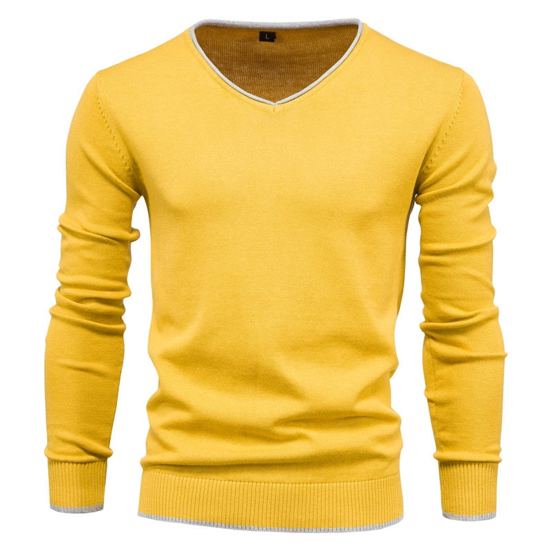 Pull Matthias - Pull coupe slim avec col en V classique