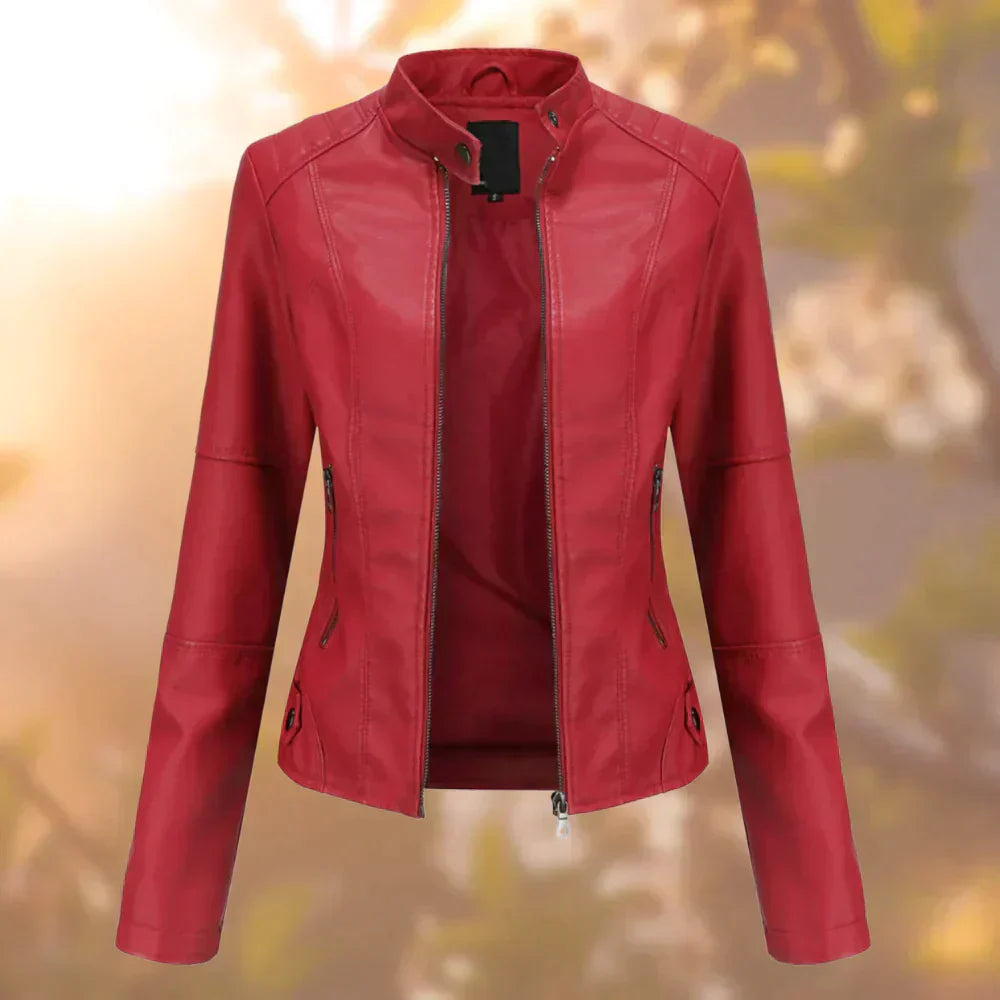 Veste en cuir surdimensionnée pour femme