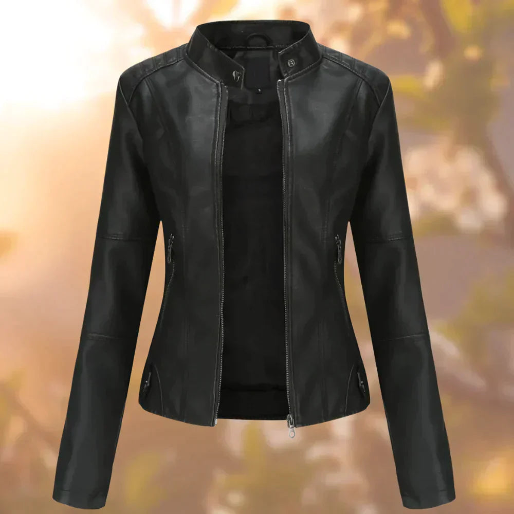 Veste en cuir surdimensionnée pour femme