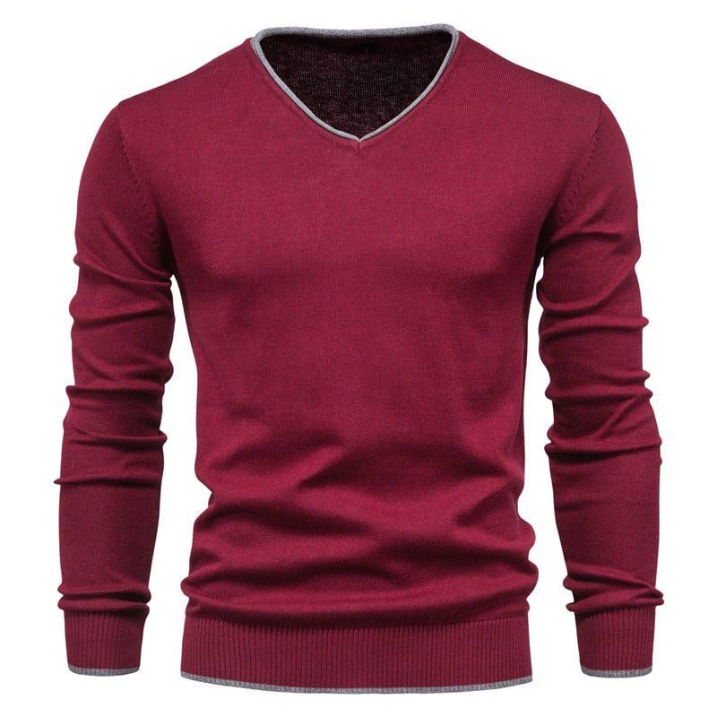Pull Matthias - Pull coupe slim avec col en V classique