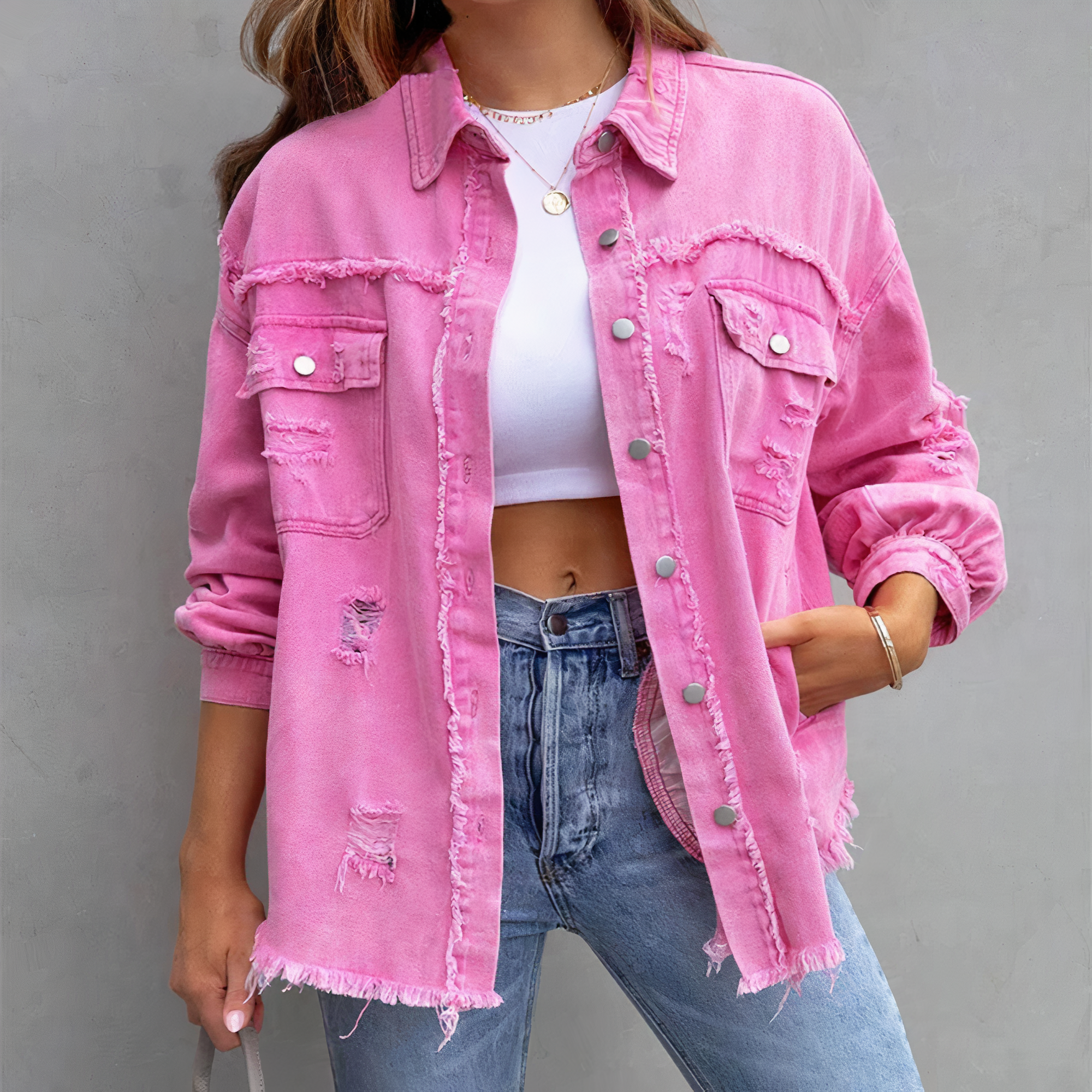 Alana - veste décontractée en jean déchiré chic
