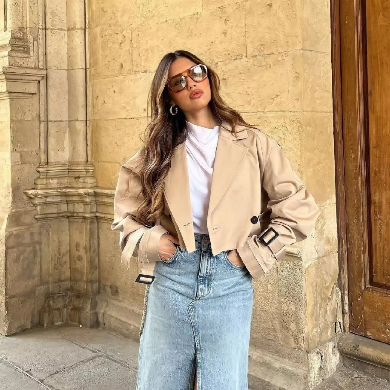 Ari - trench-coat décontracté court chic