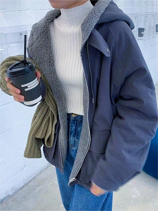 Elégant manteau oversized avec capuche épaisse pour femmes