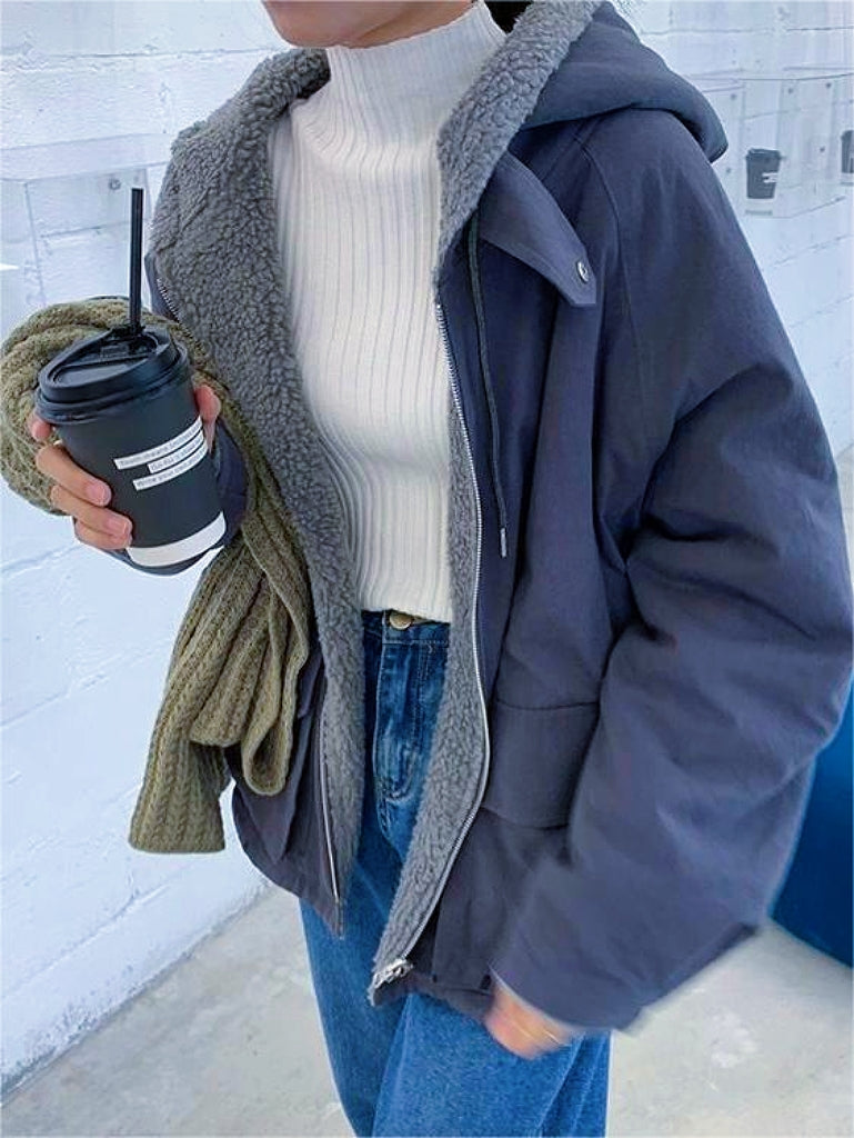 Elégant manteau oversized avec capuche épaisse pour femmes