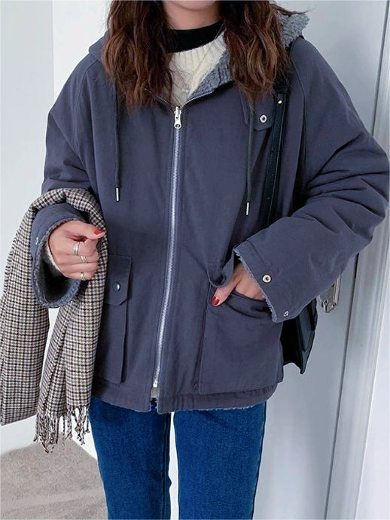 Elégant manteau oversized avec capuche épaisse pour femmes