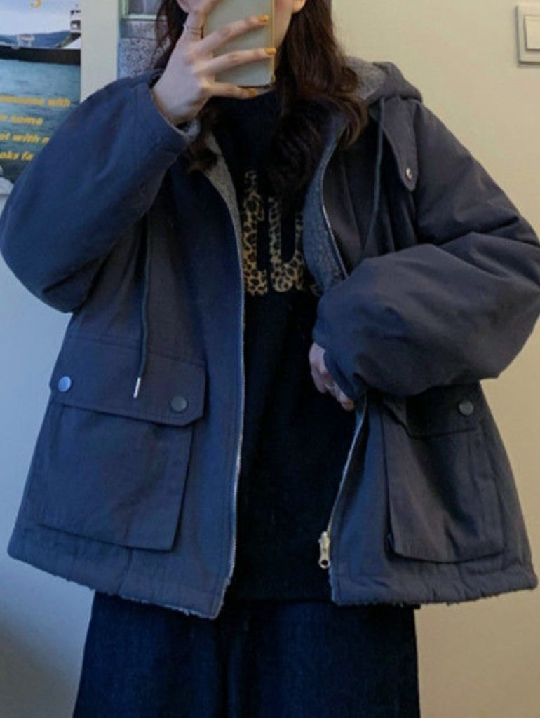 Elégant manteau oversized avec capuche épaisse pour femmes