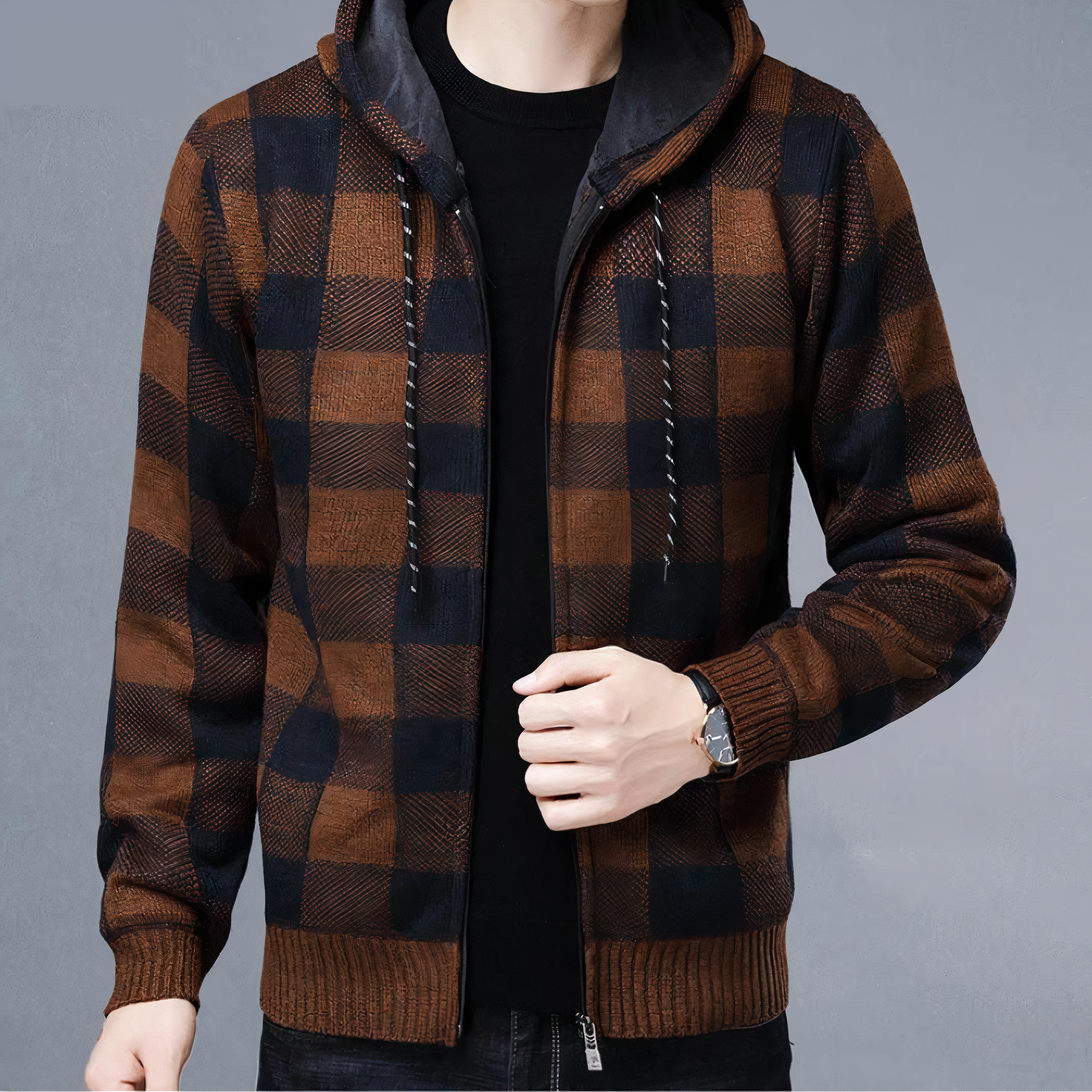 Andre - Veste à carreaux avec capuche