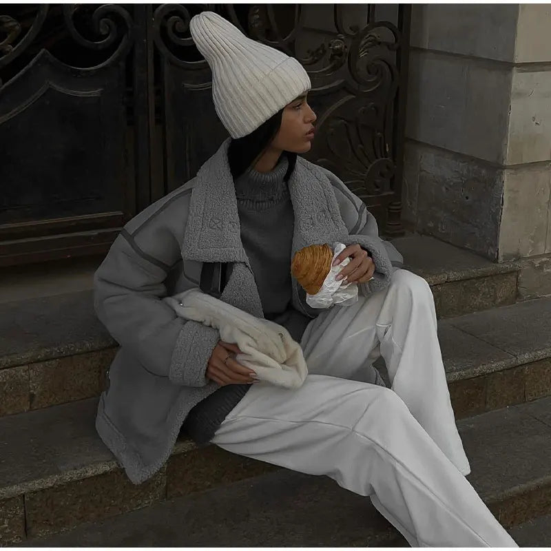 Manteau d'hiver douillet à col inversé