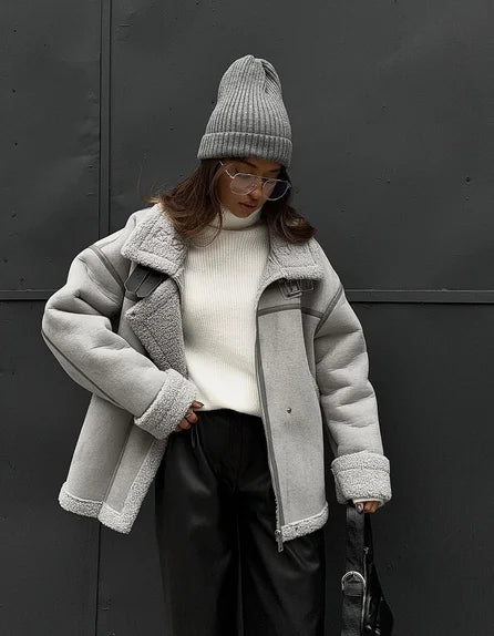 Manteau d'hiver douillet à col inversé
