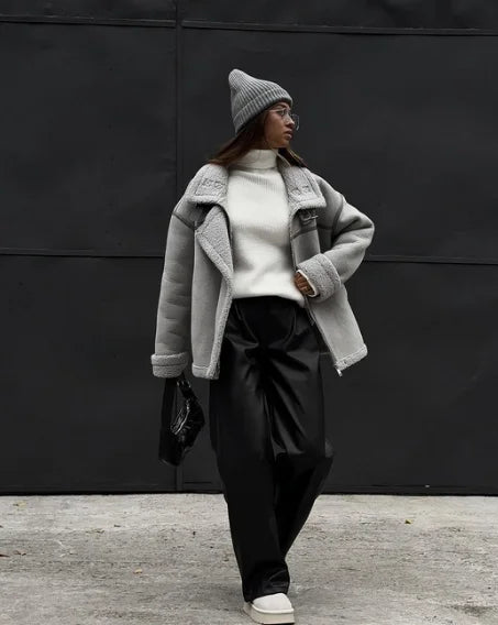 Manteau d'hiver douillet à col inversé