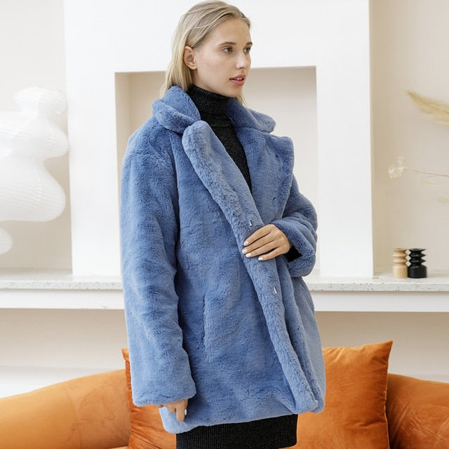 Manteau mi-long pour femme avec col à revers