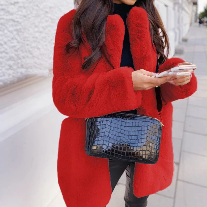 Manteau mi-long pour femme avec col à revers