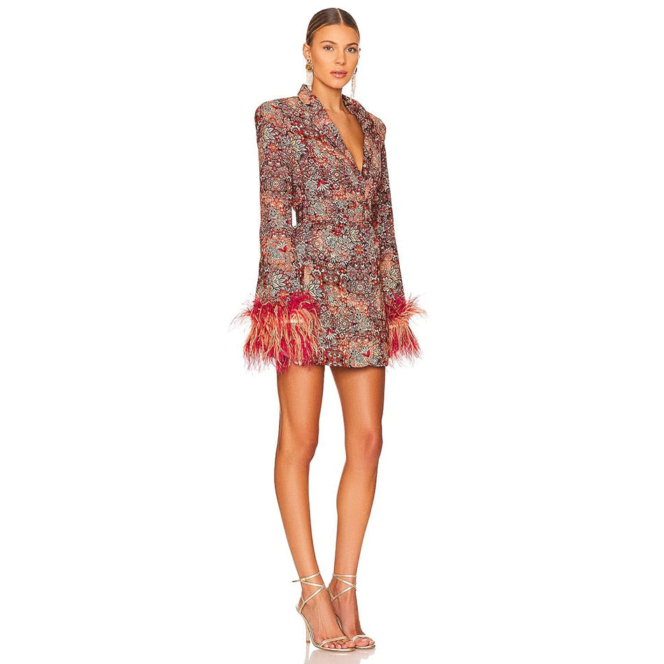 Iris – Robe Blazer avec Plumes