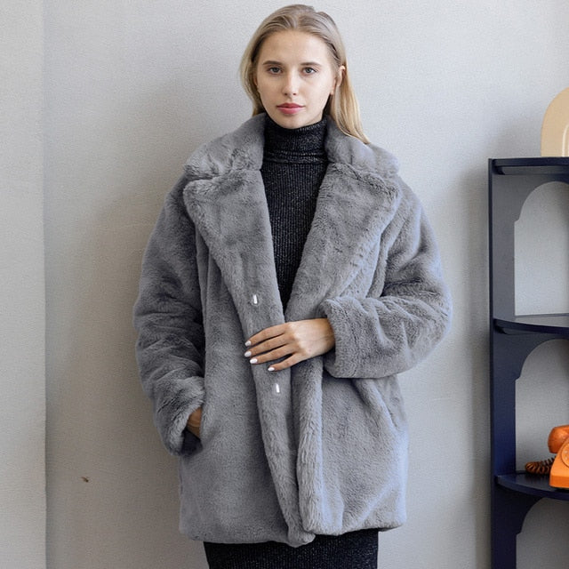 Manteau mi-long pour femme avec col à revers