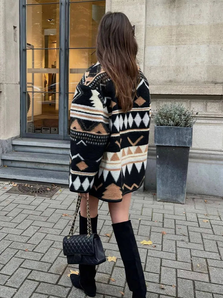 Veste géométrique vintage pour femme
