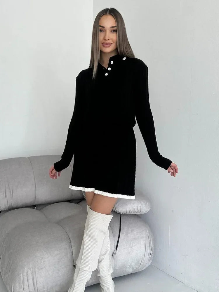 Robe en tricot à manches longues - Projet Paris - Élégante, Confortable