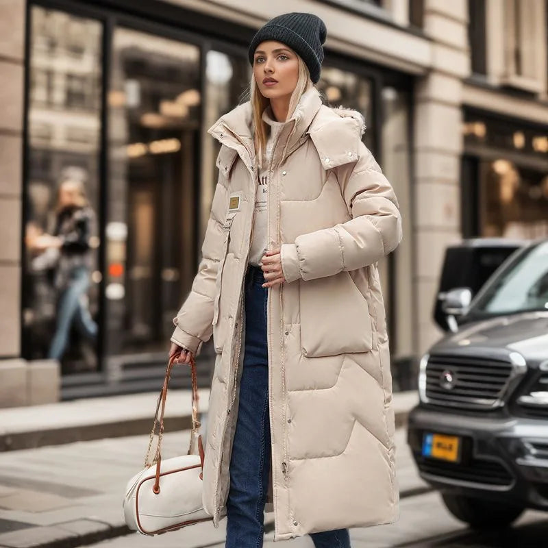 Seriona | Manteau Long Doudoune Épais et Chaud avec Fermeture Éclair