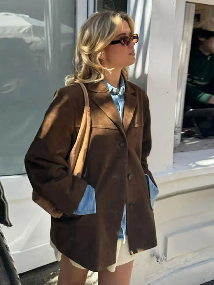 Élégante veste brune pour femme