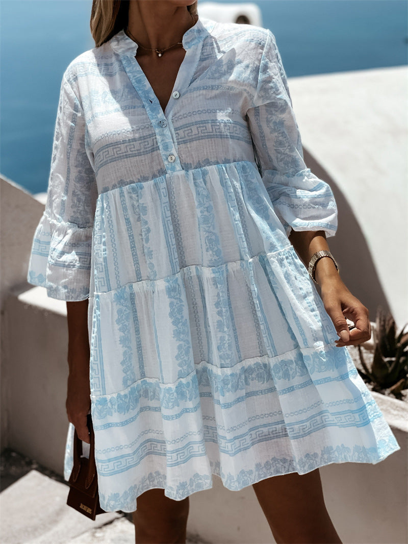 Robe à volants Inna Ibiza - Style bohème léger avec motif joyeux - Projet Paris - Confort et élégance