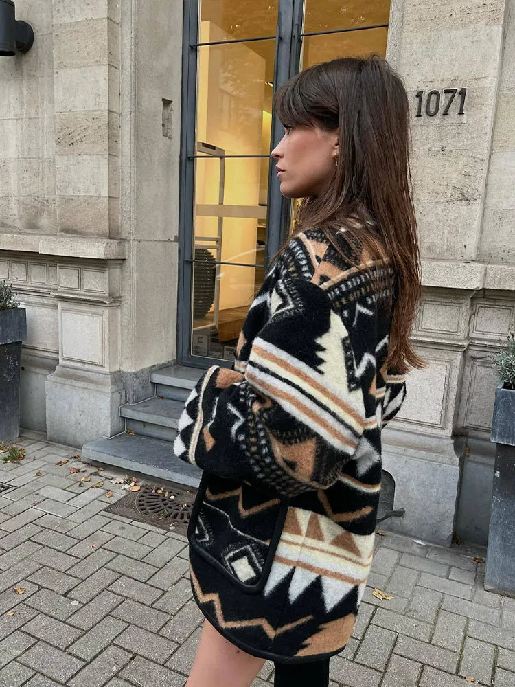Veste géométrique vintage pour femme