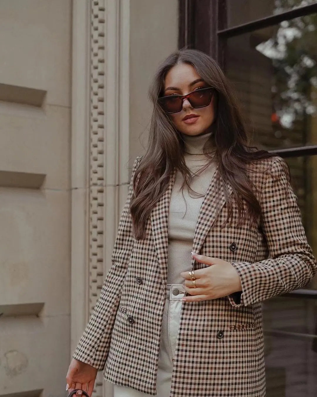 Amity – Blazer à Carreaux Vintage
