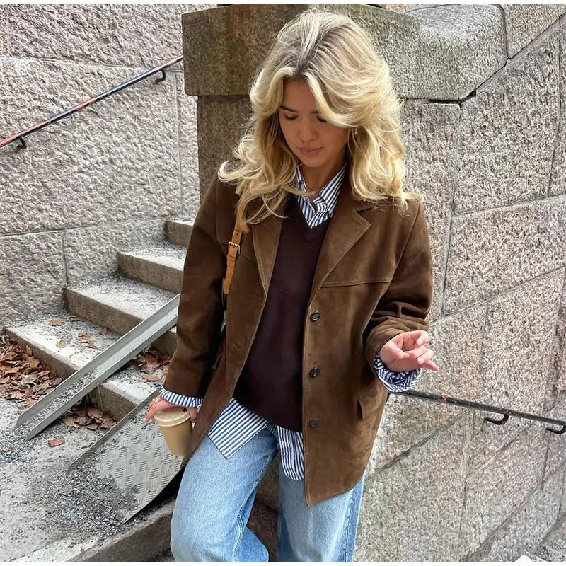 Élégante veste brune pour femme