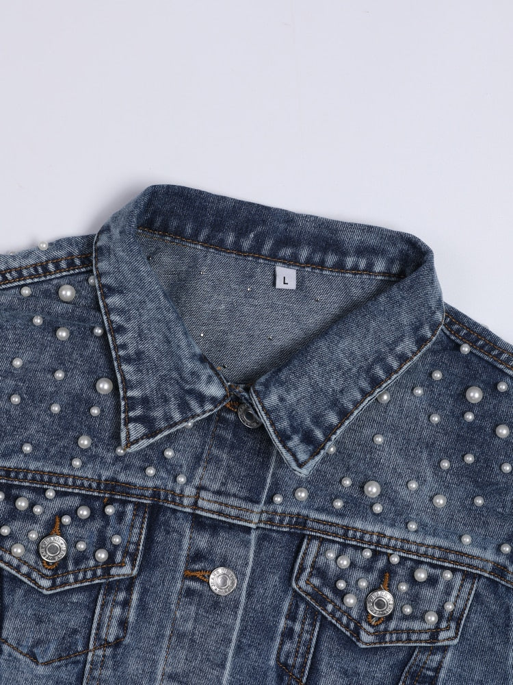 Ginny - veste en jean décontractée avec perles