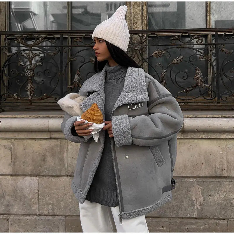 Manteau d'hiver douillet à col inversé