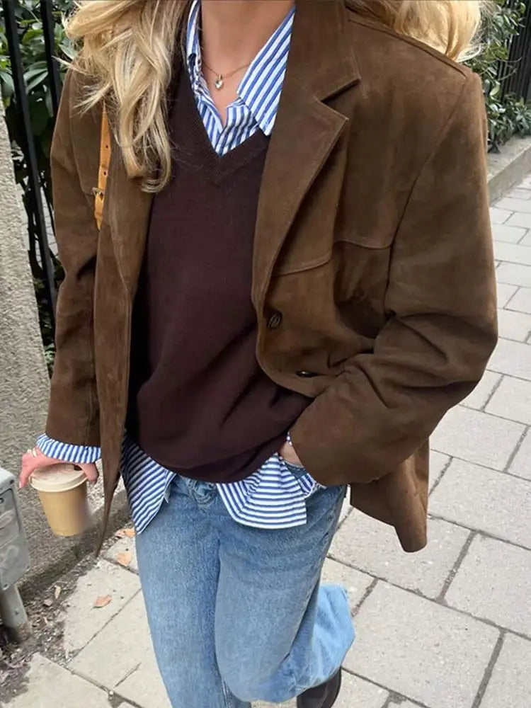 Élégante veste brune pour femme