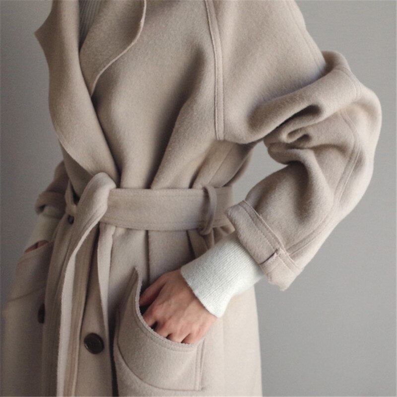 Manteau long en laine pour l'hiver