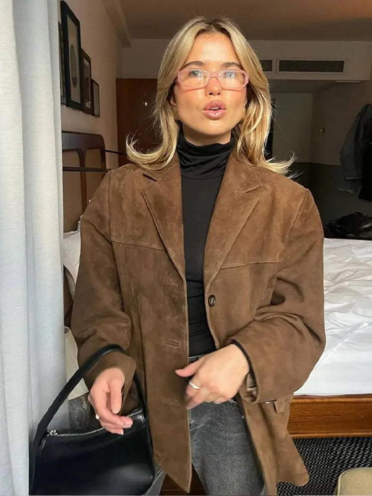 Élégante veste brune pour femme