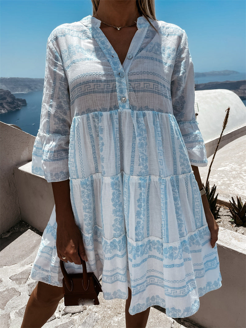 Robe à volants Inna Ibiza - Style bohème léger avec motif joyeux - Projet Paris - Confort et élégance