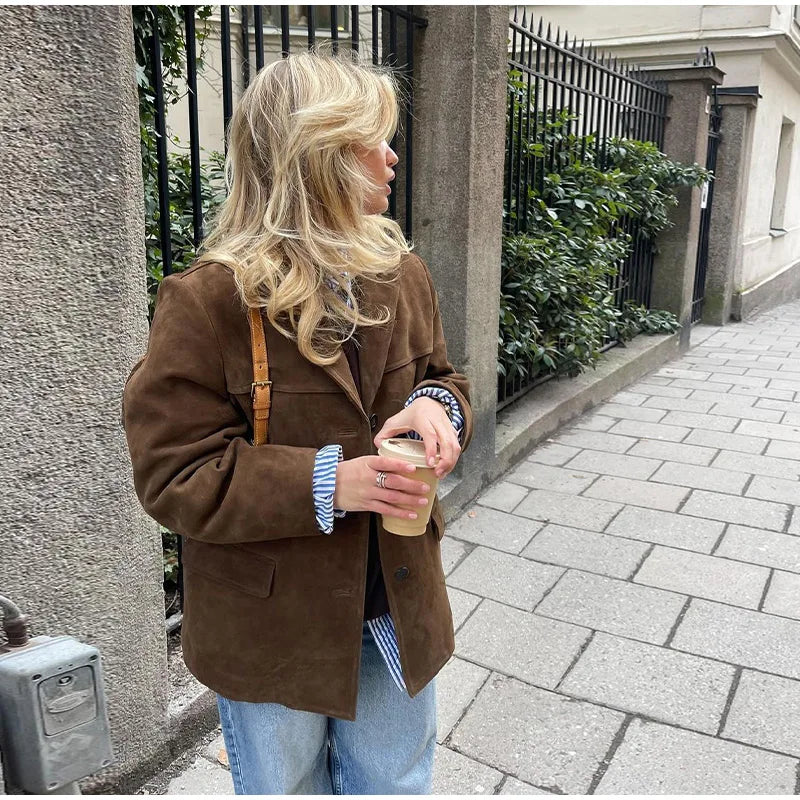 Élégante veste brune pour femme
