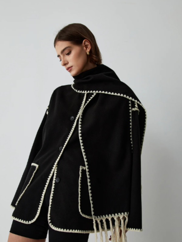 Penelope - manteau chaud avec écharpe à pompons